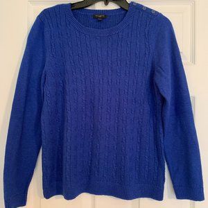 Talbots Petite Large Blue Cable Knit sweather
